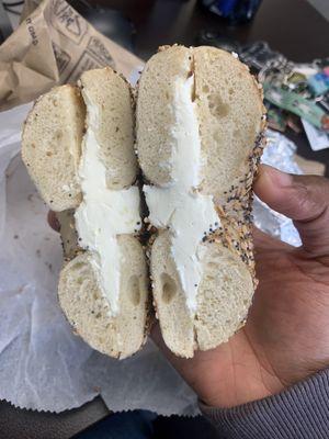 Everything bagel with Plain Cream Cheese