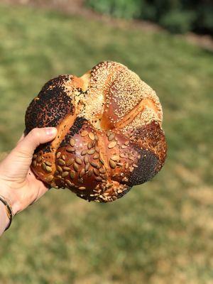 Festive challah in the air