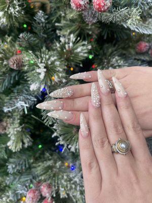 Acrylic nails design. 
Happy holidays.