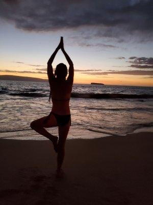 Sunset yoga practice