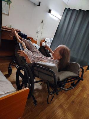 Patients are left in their wheelchairs and not monitored by the CNA'S or Nursing Staff.