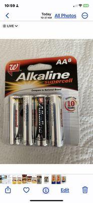 Akaline Double AA Batteries . (8 pack).  Price $9.00.