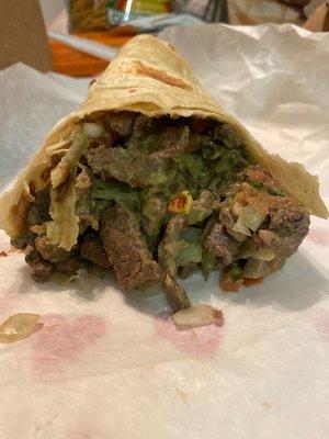 Just a plain burrito with salty meat