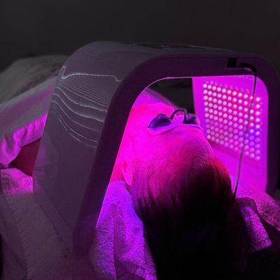 Purple LED light therapy is effective for reducing inflammation, stimulating collagen, and improving skin tone.