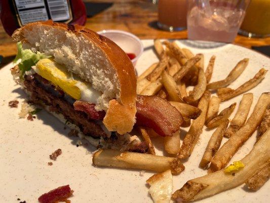 Brunch burger with fried egg.