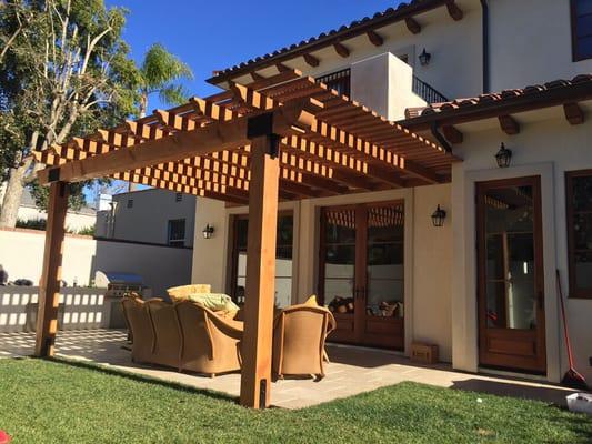 Patio lattice wood structure