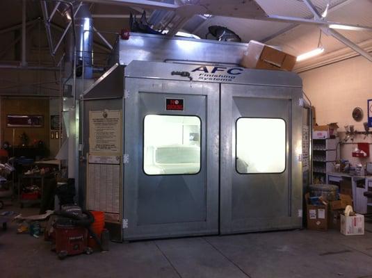 Our high tech spray booth with heat for faster dry time