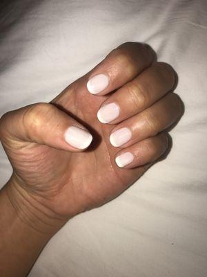 No chip/Gel white on white French manicure - completed by Nana