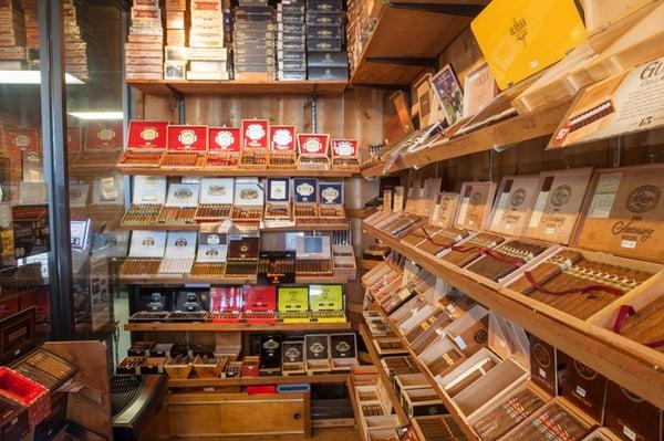 Inside the humidor.  Great selection of cigars.