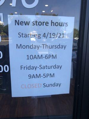 New store hours