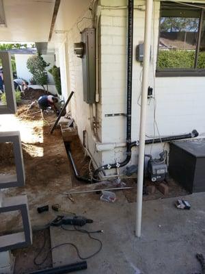 Replacement and installation of a new kitchen sink drain line out to the main sewer pipe. Call today for a FREE estimate!