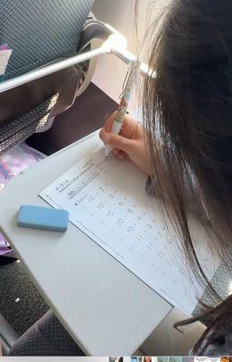 Doing kumon on flight