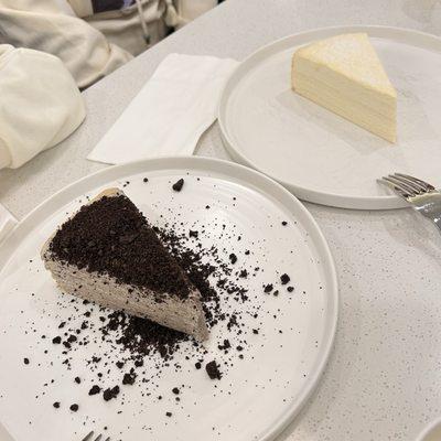 Oreo crepes cake and Musang king durian crepes cake