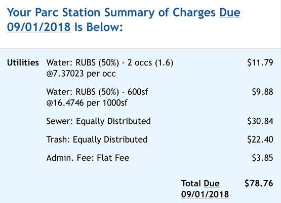 This is what you will pay on top of the rent plus $$$ for parking spot. Just so you know.