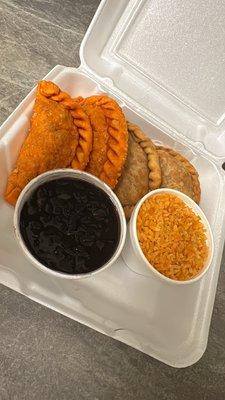 Mixed Empanada Rice Black Beans