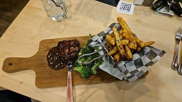 Fillet, brocoli and great truffle fries.