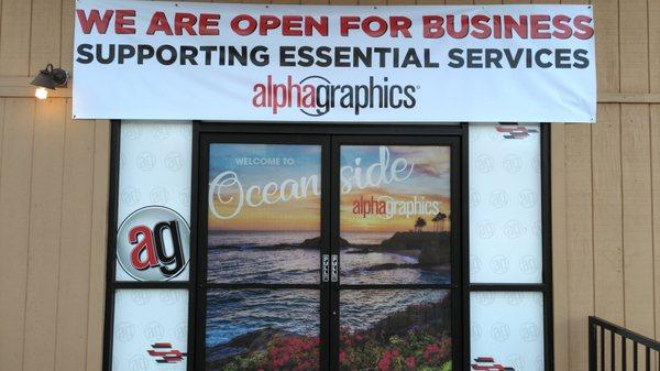 AlphaGraphics Oceanside is open for business to support essential services during the COVID-19 outbreak.