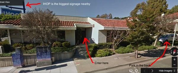 it can be tricky to find the office, if you're in a hurry. It's on the corner near IHOP. Parking in the back.