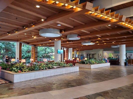 Lobby area of the Hale Koa Hotel.