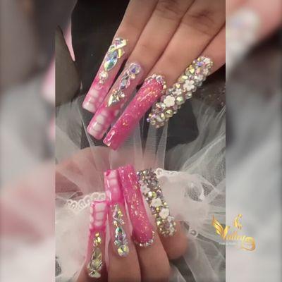 pink long nails