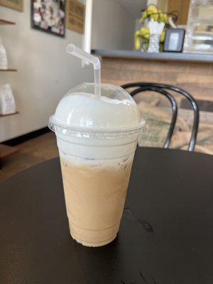 Cinnabunny special (iced latte with brown sugar cinnamon cold foam)