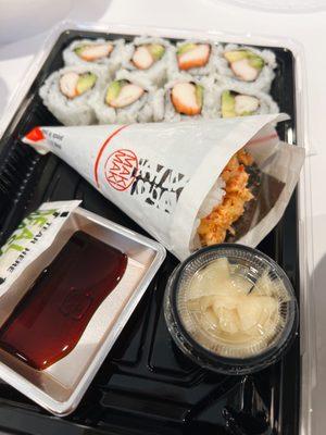 California Roll and Spicy Crab Handroll