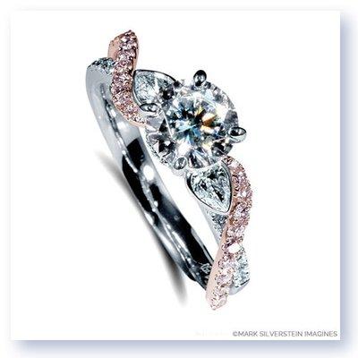 "Crete" by Mark Silverstein Imagines 18K White and Rose Gold Pear Side Stone Twist Pink/White Diamond Engagement Ring: http://bit.ly/2DL9RTS