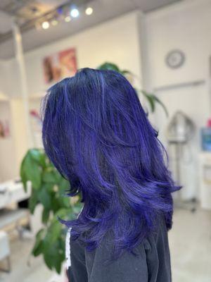 Purple indigo highlights done by Shakirah 
Instagram: _phoenixartistry