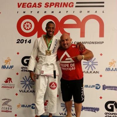 Professor Orlando and I @ the Las Vegas Open [Brazilian Jiu Jitsu Tournament] 1st Place Super Heavy Division-May 2014