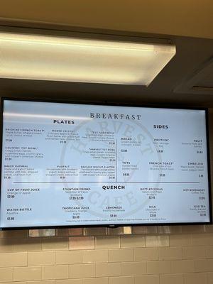 Breakfast menu