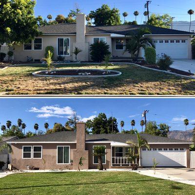 Front of our house before and after