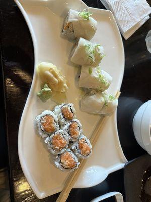 Super White roll and spicy salmon roll