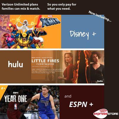 limited time offer, disney+, hulu and espn+ included with unlimited plans.