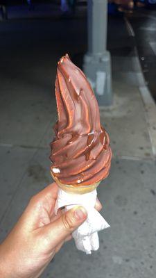 vanilla cone dipped in chocolate