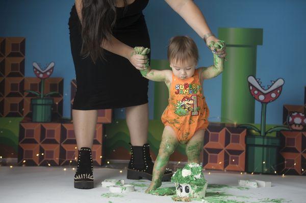 Sons first birthday photos - Mario Themed , cake options , dairy free, nut free, sugar free , whipped cream had non dairy options