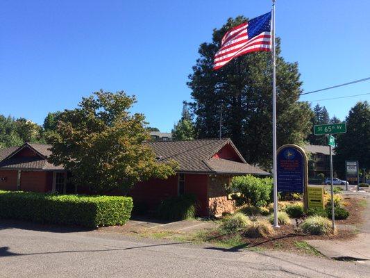 Street view from King Road.  Look for the flag and the blue sign to find us.