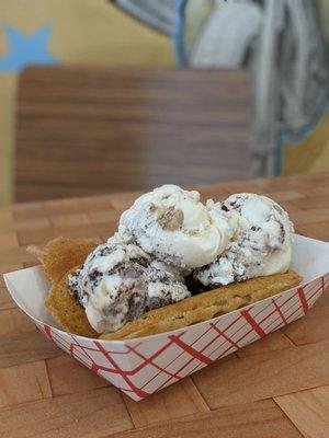 Waffle, cookie dough and rich and famous Ice cream