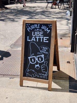 New ube latte sign