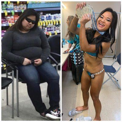 Mel lost over 100lbs and competed in her first bodybuilding competition and placed top 10 out of 62 girls in the transformation division!