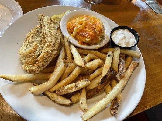 Karl 's Southern Fried Catfish with Macaroni & Cheese and Fresh - Cut Fries