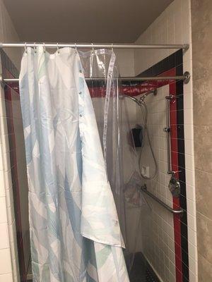 Shower curtain about to fall off