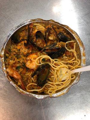 Some seafood with shit mixed together