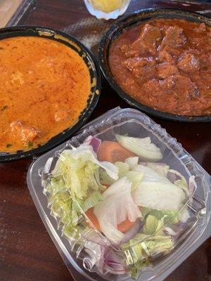 Top Left: Butter Chicken Top Right: Goat Curry