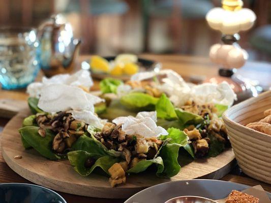 Shiitake mushrooms larb