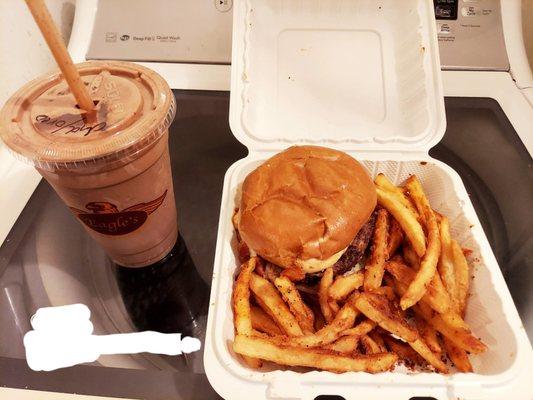 Ranch Burger with Cajan fries and Chocolate Oreo milkshake