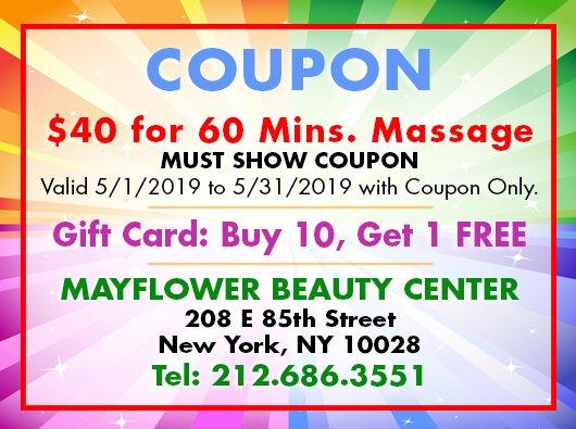 $40 for 60 mins Massage, Gift Card Buy 10 Get 1 Free