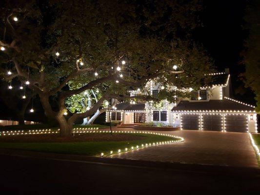 warm white outlines of house