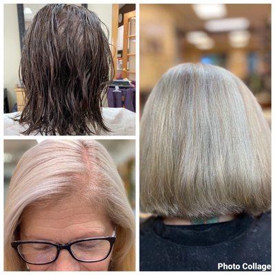 Love this transformation from brown to cool/ash blonde