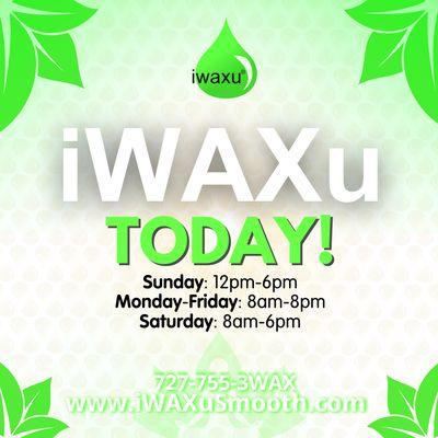 iWAXu is open 7 days except holidays.