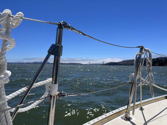 A view of the Golden Gate Bridge form the boat.